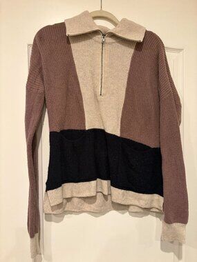 Madewell Half-Zip Pullover Colorblock Sweater